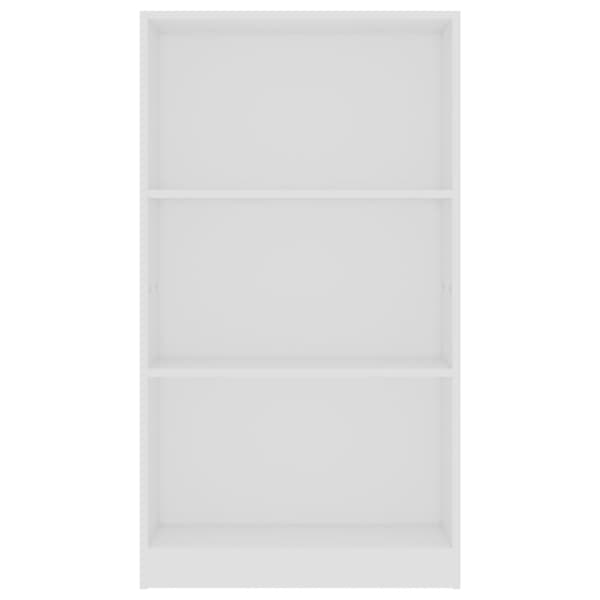 bogreol med 3 hylder 60x24x109 cm konstrueret træ hvid