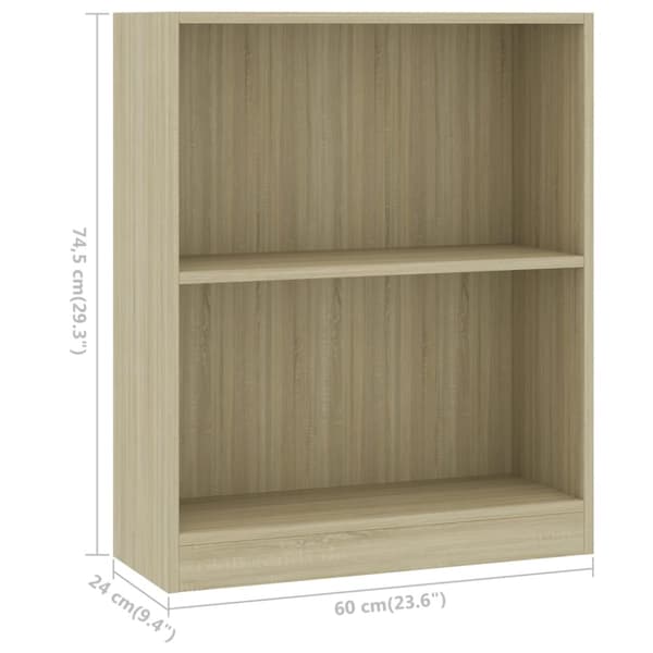 bogreol 60x24x76 cm konstrueret træ sonoma-egetræsfarvet
