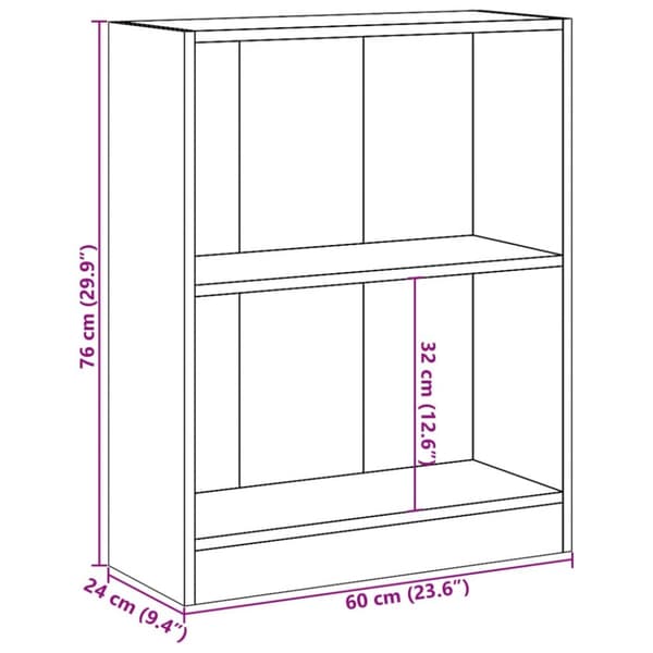 bogreol 60x24x76 cm konstrueret træ sonoma-egetræsfarvet