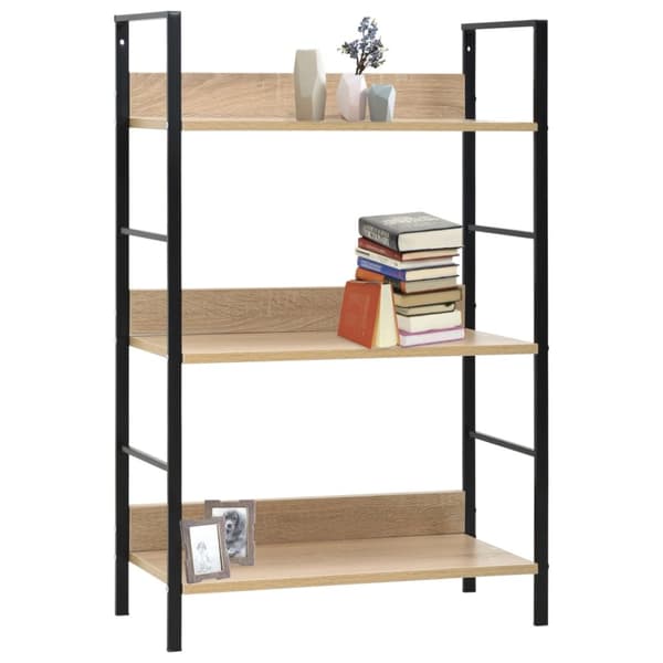 bogreol med 3 hylder 60x27,6x90,5 cm konstrueret træ egetræ