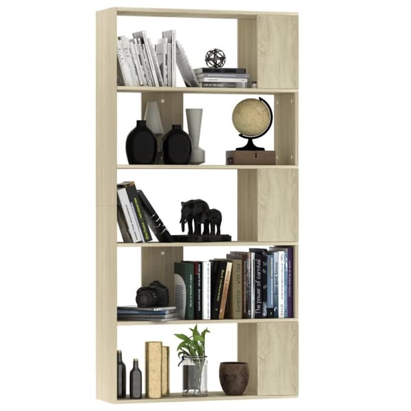 bogreol/rumdeler 80x24x159 cm konstrueret træ sonoma-eg