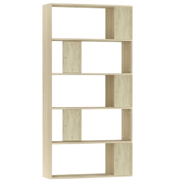 bogreol/rumdeler 80x24x159 cm konstrueret træ sonoma-eg