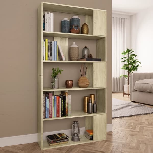 bogreol/rumdeler 80x24x159 cm konstrueret træ sonoma-eg