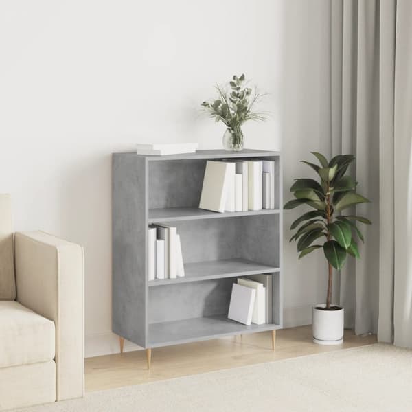 Kirjahylly betoninharmaa 69,5x32,5x90 cm tekninen puu