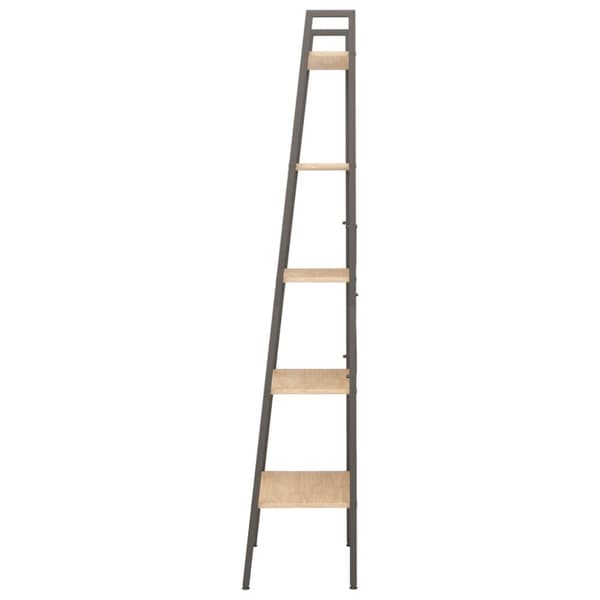 stigereol med 5 hylder 56x35x174 cm lysebrun og sort