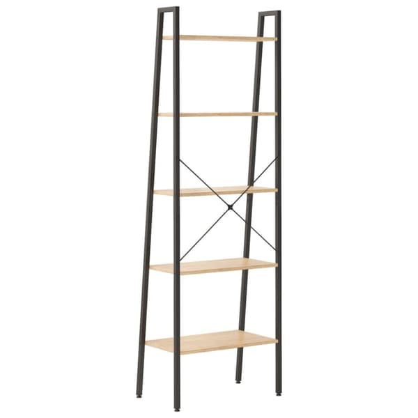 stigereol med 5 hylder 56x35x174 cm lysebrun og sort