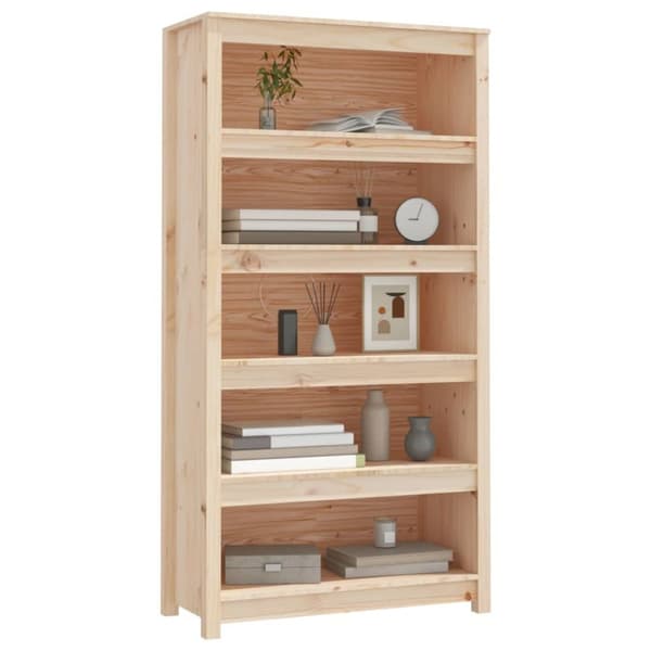 bogreol 80x35x126 cm massivt fyrretræ