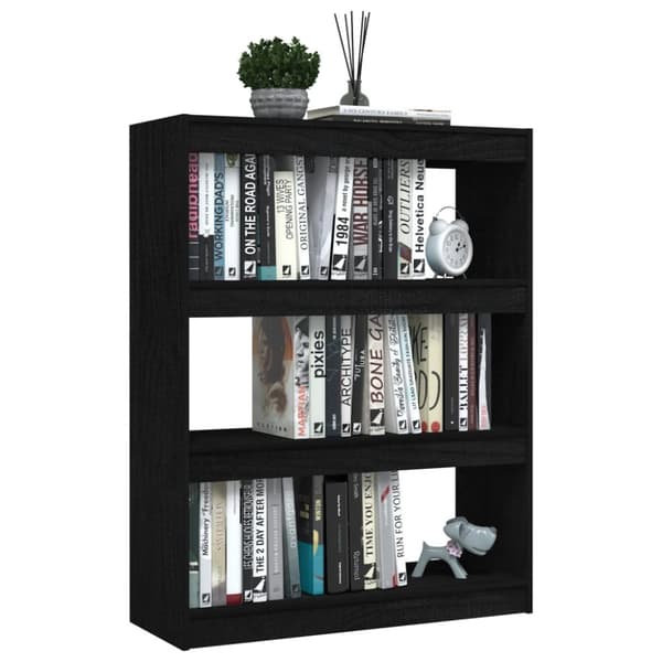 bogreol/rumdeler 100x30x103 cm massivt fyrretræ sort