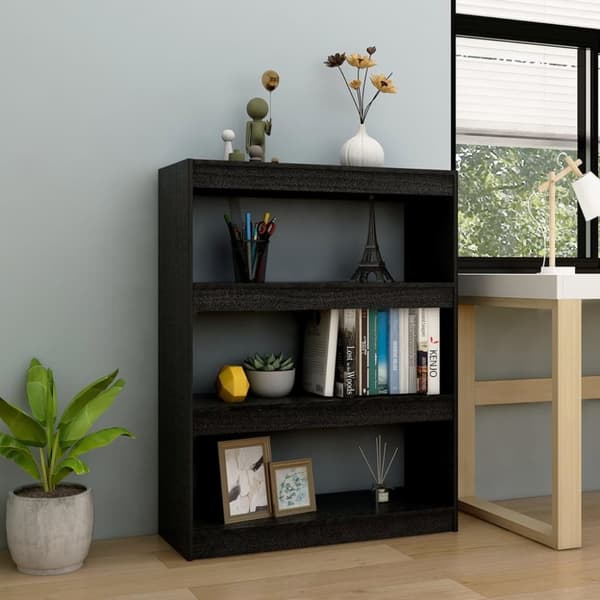 bogreol/rumdeler 100x30x103 cm massivt fyrretræ sort