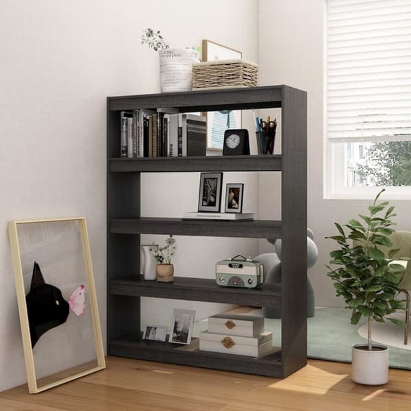 bogreol/rumdeler 100x30x135,5 cm massivt fyrretræ grå