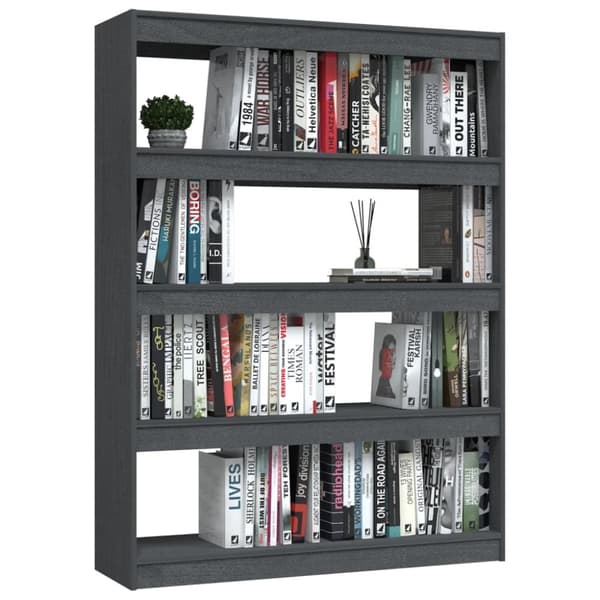bogreol/rumdeler 100x30x135,5 cm massivt fyrretræ grå