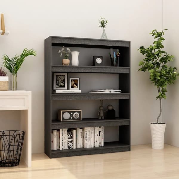 bogreol/rumdeler 100x30x135,5 cm massivt fyrretræ grå