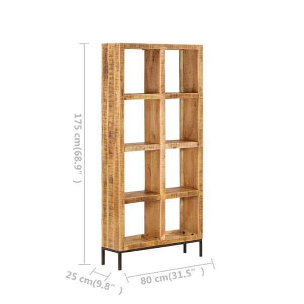 bogreol 80 x 25 x 175 cm massivt mangotræ