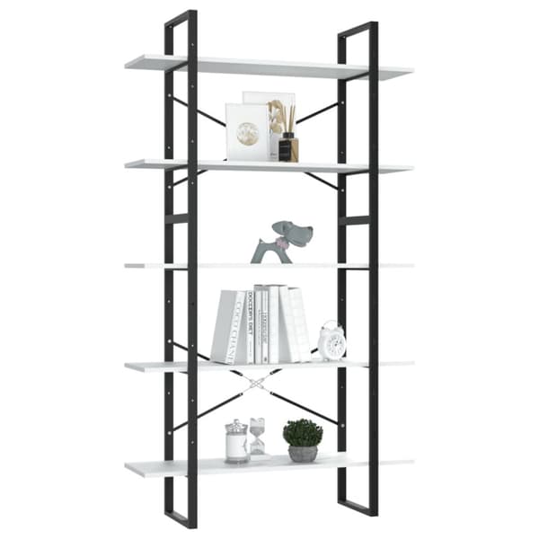 bogreol med 5 hylder 100x30x175 cm konstrueret træ hvid