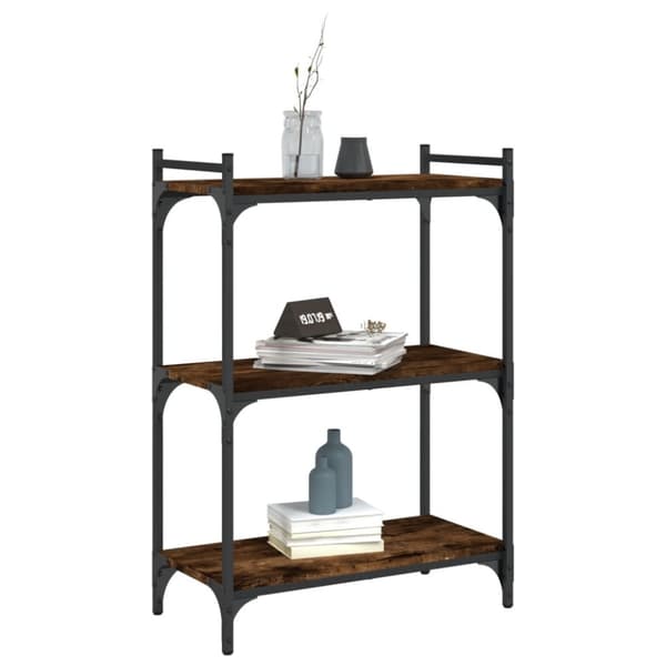 bogreol 60x30x86 cm 3 hylder konstrueret træ røget eg