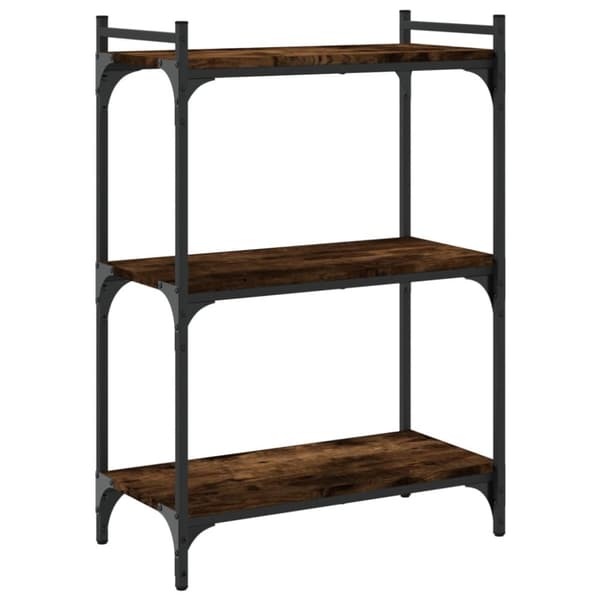 bogreol 60x30x86 cm 3 hylder konstrueret træ røget eg