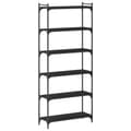 Miniatyrbillede 6 af 10: bogreol med 6 hylder 80x30x188 cm konstrueret træ sort