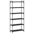 Miniatyrbillede 2 af 10: bogreol med 6 hylder 80x30x188 cm konstrueret træ sort