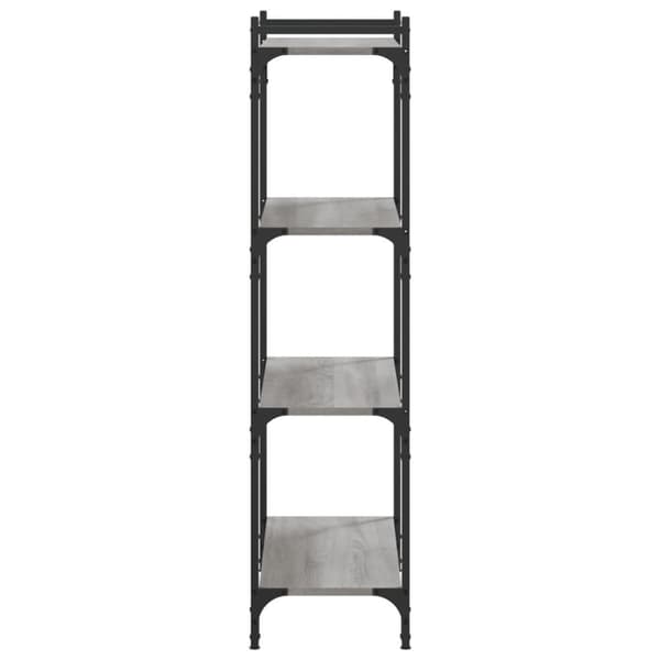 bogreol 4 hylder 80x30x120 cm konstrueret træ grå sonoma-eg
