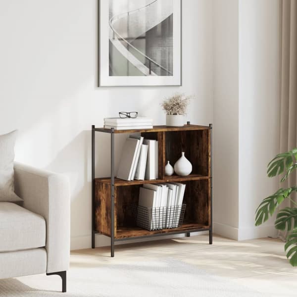 bogreol 72x28x77,5 cm konstrueret træ røget egetræsfarve
