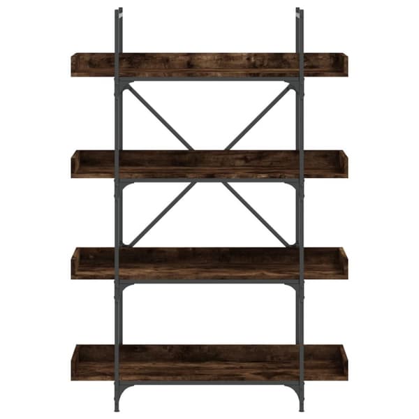 bogreol med 4 hylder 100x33x145,5 cm konstrueret træ røget eg