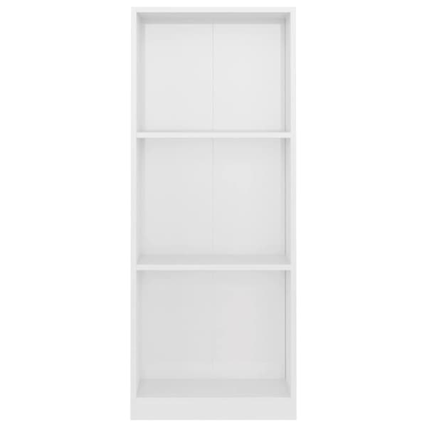 bogreol med 3 hylder 40x24x109 cm konstrueret træ hvid højglans