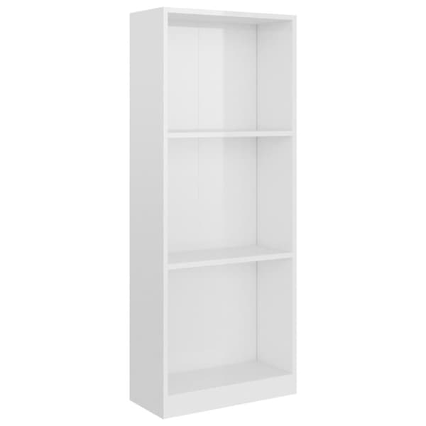 bogreol med 3 hylder 40x24x109 cm konstrueret træ hvid højglans