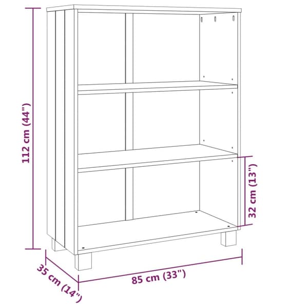bogskab HAMAR 85x35x112 cm massivt fyrretræ honningbrun