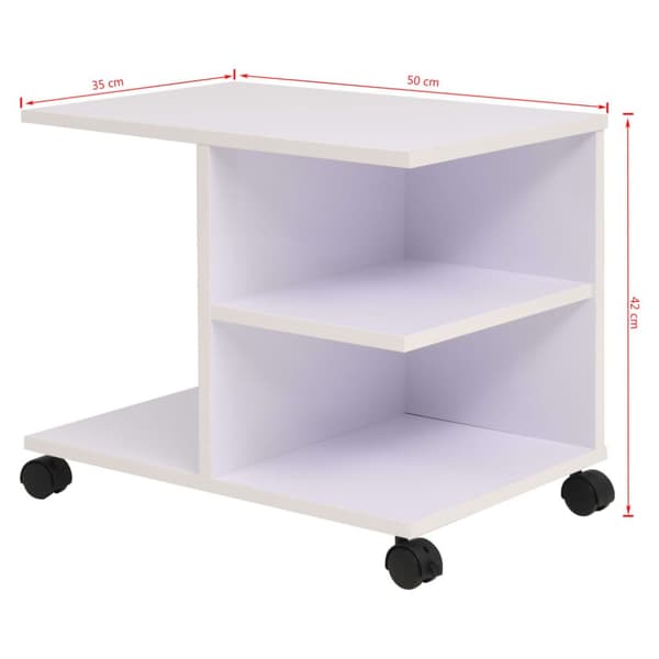 hylde med hjul 50x35x42 cm hvid
