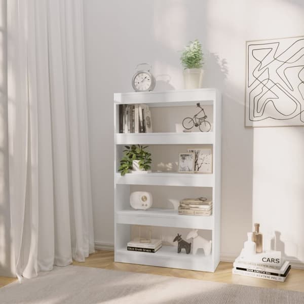 bogreol/rumdeler 80x30x135 cm konstrueret træ hvid højglans