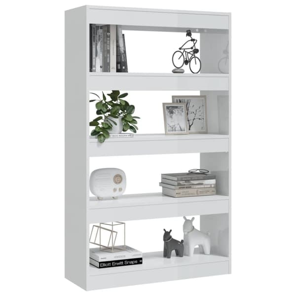 bogreol/rumdeler 80x30x135 cm konstrueret træ hvid højglans