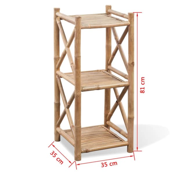 3-kerroksinen Neliö Bambuhylly