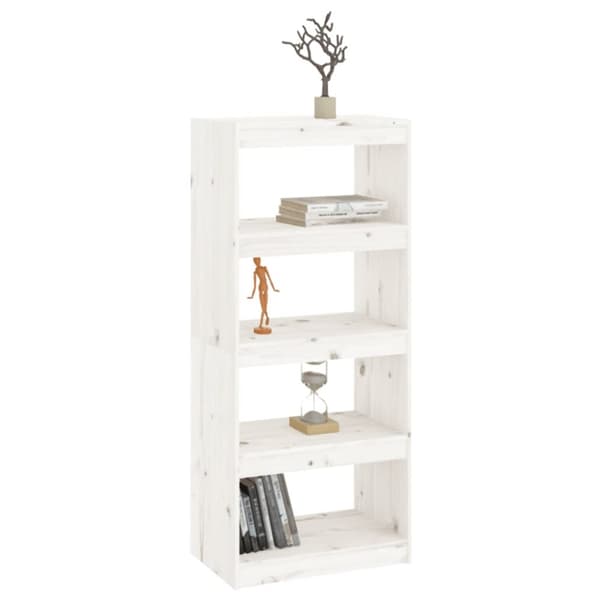 bogreol/rumdeler 60x30x135,5 cm massivt fyrretræ hvid