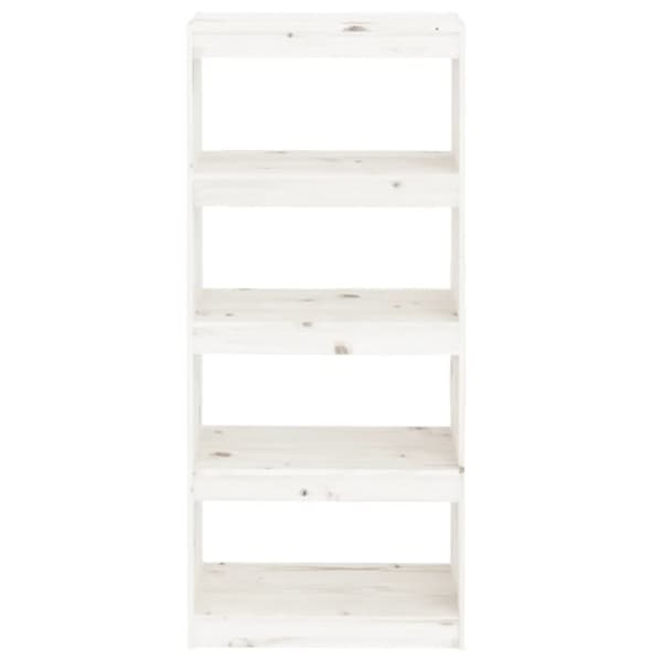 bogreol/rumdeler 60x30x135,5 cm massivt fyrretræ hvid