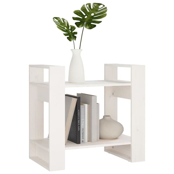 bogreol/rumdeler 60x35x57 cm massivt fyrretræ hvid