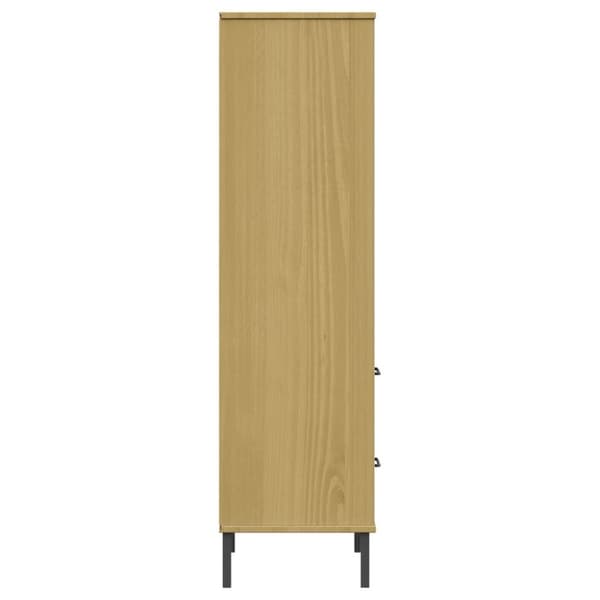 bogreol med 2 skuffer OSLO 60x35x128,5 cm massivt træ brun
