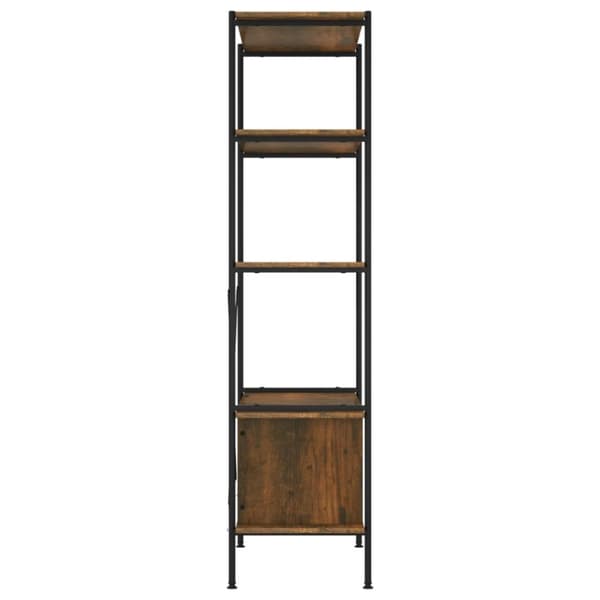 reol med skab 80x40x163 cm 5 niveauer stål og konstrueret træ