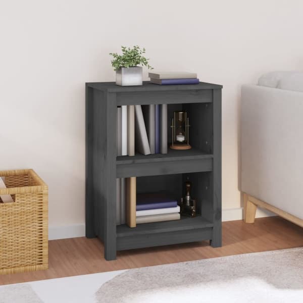 bogreol 50x35x68 cm massivt fyrretræ grå