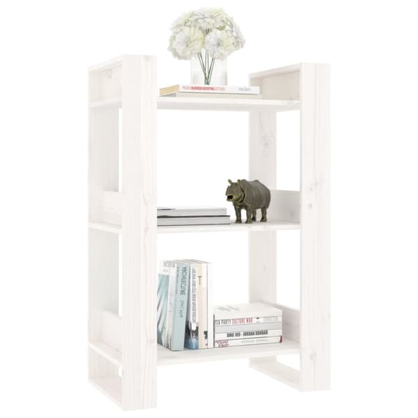 bogreol/rumdeler 60x35x91 cm massivt fyrretræ hvid