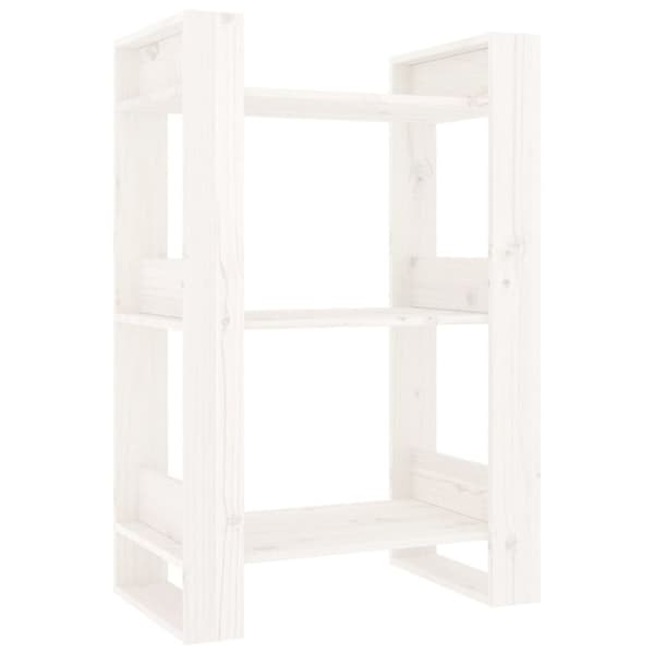 bogreol/rumdeler 60x35x91 cm massivt fyrretræ hvid