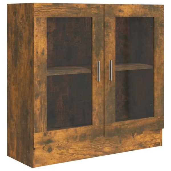 vitrineskab 82,5x30,5x80 cm konstrueret træ røget egetræ