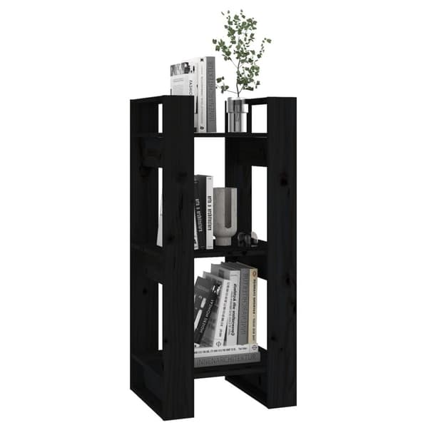bogreol/rumdeler 41x35x91 cm massivt fyrretræ sort