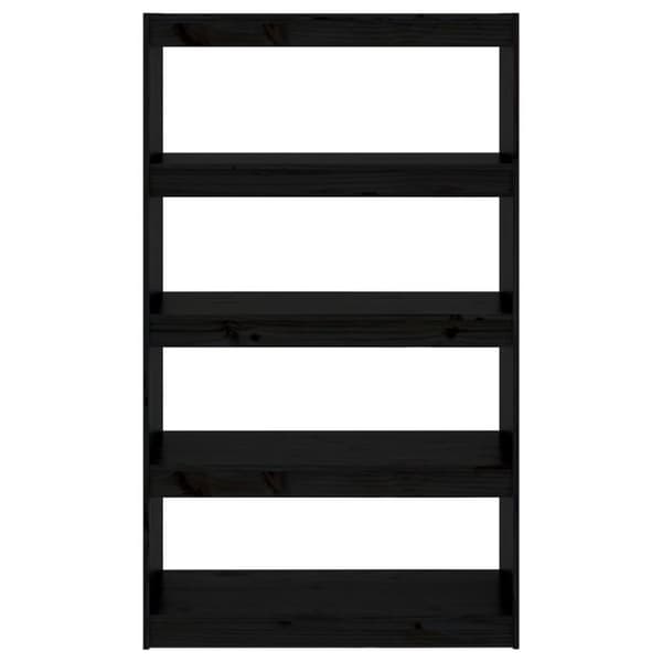 bogreol/rumdeler 80x30x135,5 cm massivt fyrretræ sort