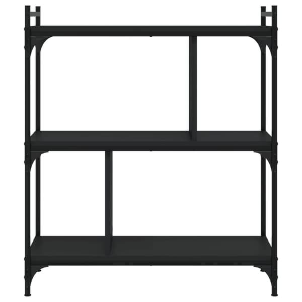 bogreol med 3 hylder 76x32x88 cm konstrueret træ sort