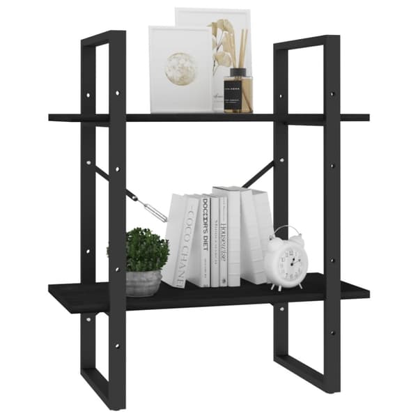 bogreol 60x30x70 cm 2 hylder massivt fyrretræ sort