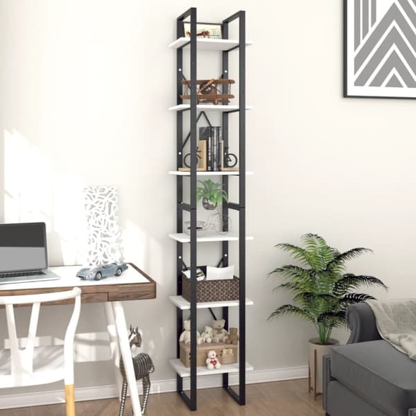bogreol med 6 hylder 40x30x210 cm konstrueret træ hvid