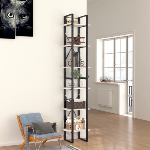 bogreol med 6 hylder 40x30x210 cm konstrueret træ hvid