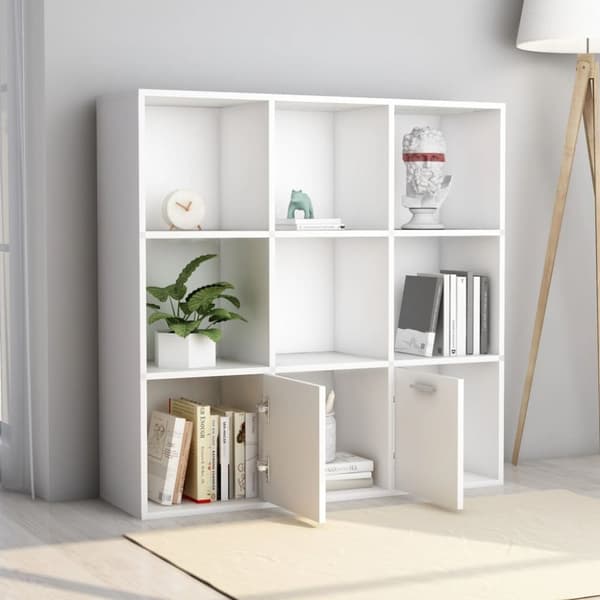 bogreol 98x30x98 cm konstrueret træ hvid
