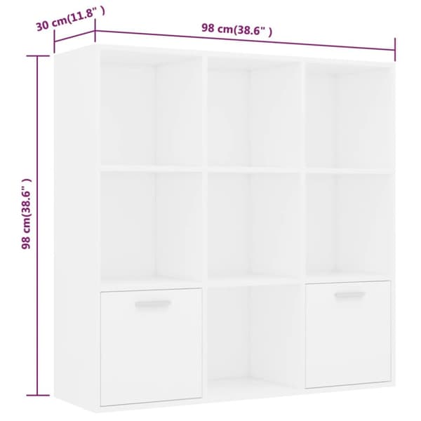 bogreol 98x30x98 cm konstrueret træ hvid