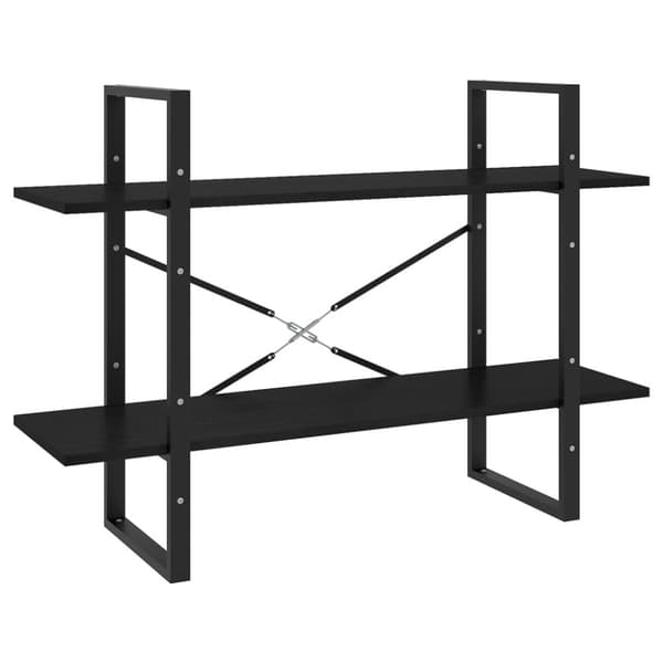 bogreol med 2 hylder 100x30x70 cm massivt fyrretræ sort